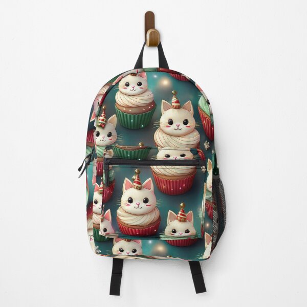 Item preview, Cupcake Joy: A joyful pattern featuring cupcakes topped with cats in a winter wonderland. The background is filled with snowflakes and other festive elements. designed and sold by Grang Art Artistic Designs.