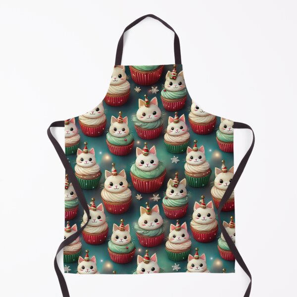 Item preview, Cupcake Joy: A joyful pattern featuring cupcakes topped with cats in a winter wonderland. The background is filled with snowflakes and other festive elements. designed and sold by Grang Art Artistic Designs.