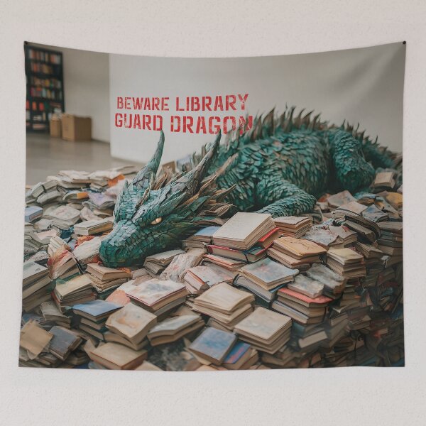 Item preview, Library Guard Dragon on Duty designed and sold by Playing In Mud.