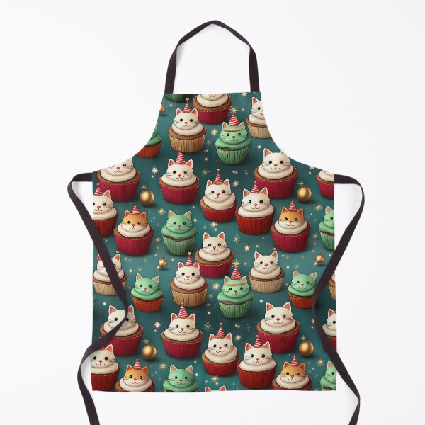 Item preview, Cupcake Heaven: A joyful pattern featuring cupcakes topped with cats in a winter wonderland. The background is filled with snowflakes and other festive elements. designed and sold by Grang Art Artistic Designs.