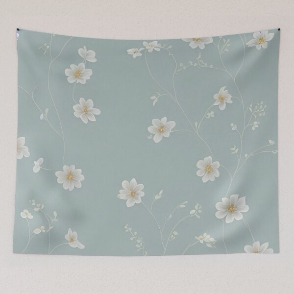 Item preview, White Flowers on Soft Sage designed and sold by BubbleGalaxy.