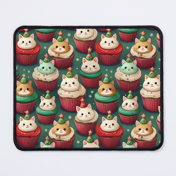 Item preview, Frosted Friends: A fun and friendly pattern featuring cupcakes topped with pussycats, each one with a different expression and personality. The cupcakes are decorated with seasonal decorations. designed and sold by Grang Art Artistic Designs.