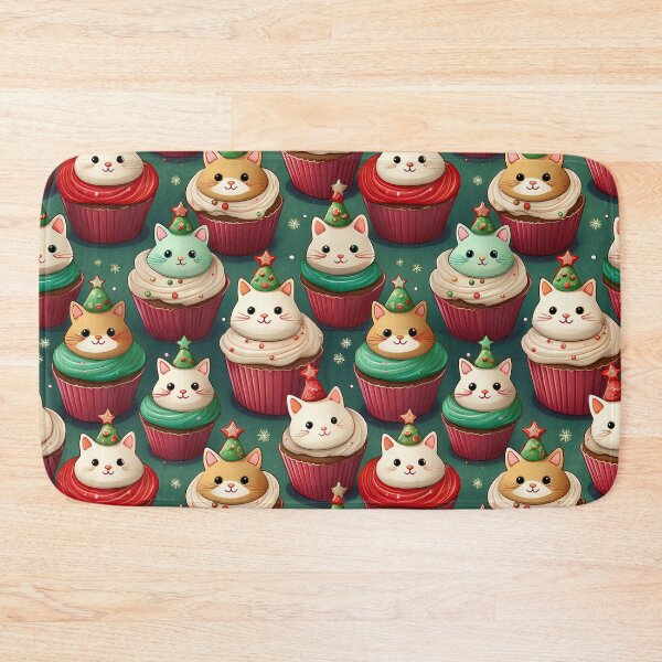 Item preview, Frosted Friends: A fun and friendly pattern featuring cupcakes topped with pussycats, each one with a different expression and personality. The cupcakes are decorated with seasonal decorations. designed and sold by Grang Art Artistic Designs.