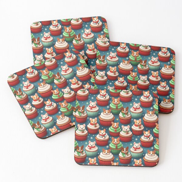 Item preview, Cupcake Dog Heaven: A joyful pattern featuring cupcakes topped with dogs in a winter wonderland. The background is filled with snowflakes and other festive elements. designed and sold by Grang Art Artistic Designs.