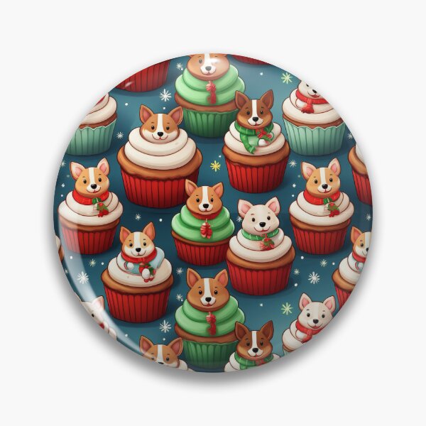 Item preview, Cupcake Dog Heaven: A joyful pattern featuring cupcakes topped with dogs in a winter wonderland. The background is filled with snowflakes and other festive elements. designed and sold by Grang Art Artistic Designs.