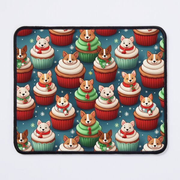 Item preview, Cupcake Dog Heaven: A joyful pattern featuring cupcakes topped with dogs in a winter wonderland. The background is filled with snowflakes and other festive elements. designed and sold by Grang Art Artistic Designs.