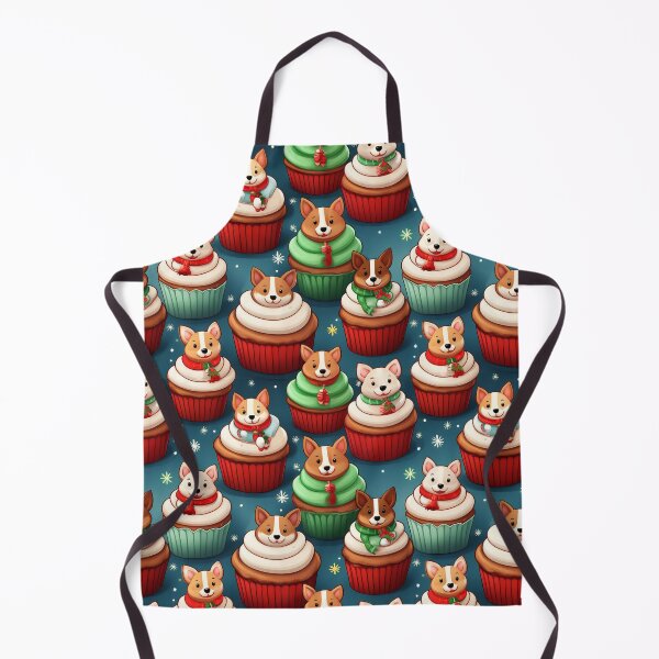 Item preview, Cupcake Dog Heaven: A joyful pattern featuring cupcakes topped with dogs in a winter wonderland. The background is filled with snowflakes and other festive elements. designed and sold by Grang Art Artistic Designs.