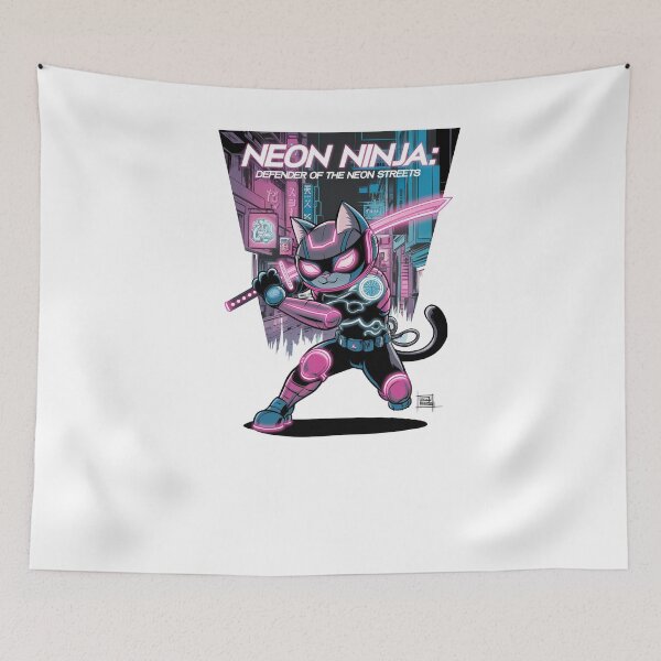 Item preview, Neon Ninja: Defender of the Neon Streets - Cyberpunk Cat designed and sold by ObjCrea123.