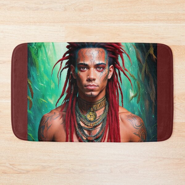 Item preview, Young man with red dreadlocks and tribal tattoos designed and sold by tribal-fiction.