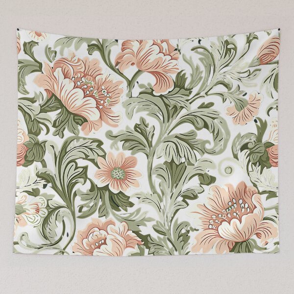 Item preview, Peach Blossom - Vintage Floral Damask Pattern designed and sold by HausKatz.