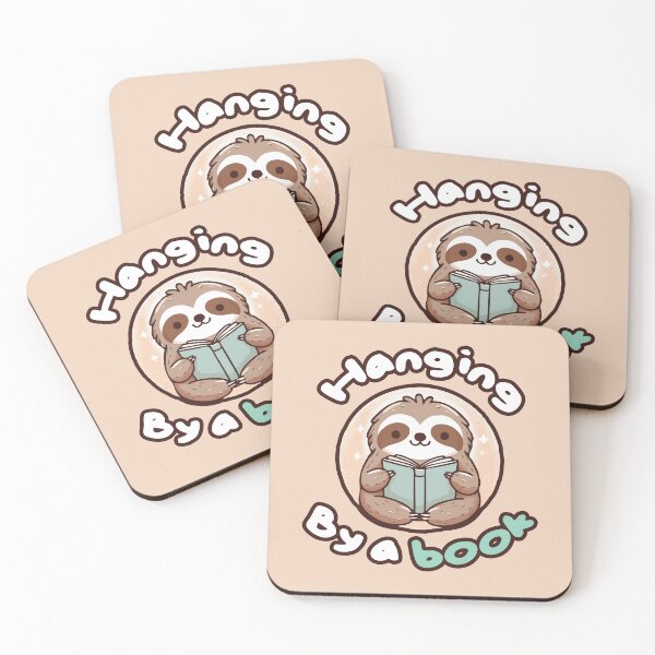 Item preview, Hanging by a book Cozy Reading sloth Bookworm designed and sold by SleekVisuals.