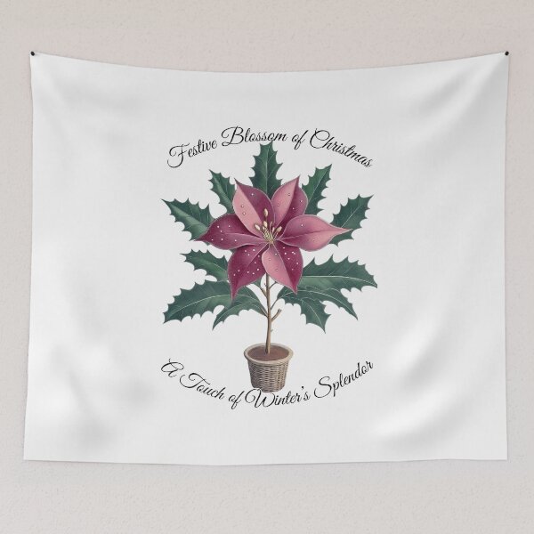 Item preview, Festive Blossom of Christmas – Holiday Floral Art with Winter Charm" designed and sold by BukkyStory.