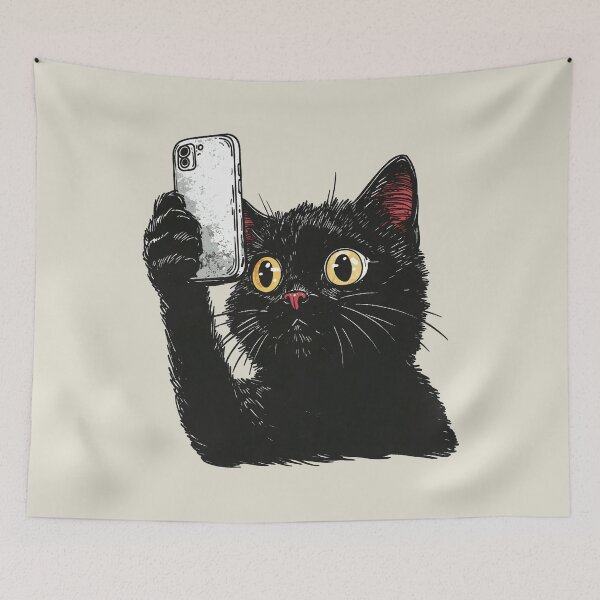 Item preview, Black Cat Selfie Social Media Influencer designed and sold by OrenjiArtShop.