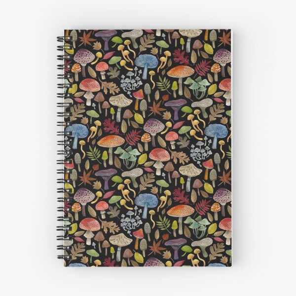 Item preview, Watercolour Toadstools on black - small scale - Autumnal pattern by Cecca Designs designed and sold by Cecca-Designs.