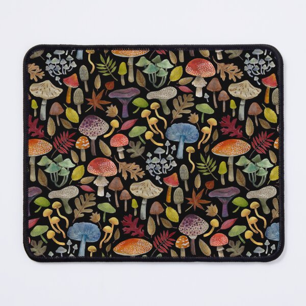 Item preview, Watercolour Toadstools on black - small scale - Autumnal pattern by Cecca Designs designed and sold by Cecca-Designs.