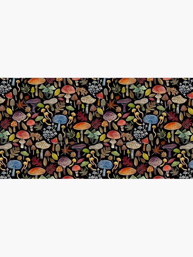 Thumbnail 5 of 5, Mouse Pad, Watercolour Toadstools on black - small scale - Autumnal pattern by Cecca Designs designed and sold by Cecca-Designs.