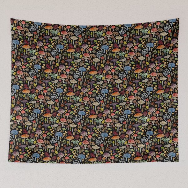 Item preview, Watercolour Toadstools on black - small scale - Autumnal pattern by Cecca Designs designed and sold by Cecca-Designs.
