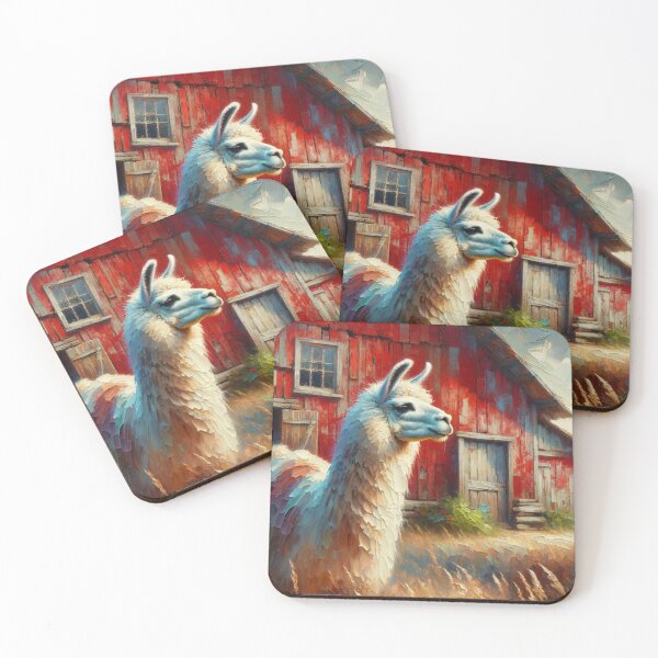 Item preview, Countryside Delight: Llama and Rustic Red Barn  designed and sold by mustardseed-410.