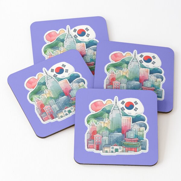 Item preview,  Ulsan South Korea Minimalist Skyline Sticker – Cute Watercolor Design,  designed and sold by PaintMeWorld.