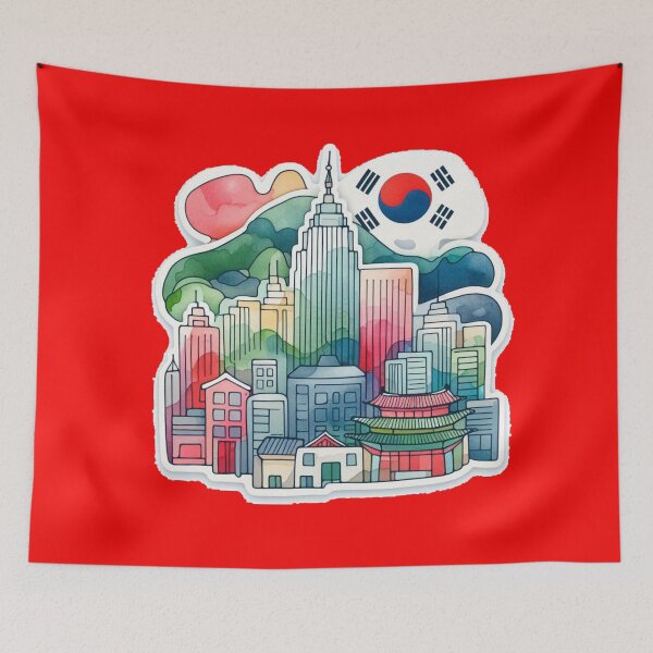 Item preview,  Ulsan South Korea Minimalist Skyline Sticker – Cute Watercolor Design,  designed and sold by PaintMeWorld.