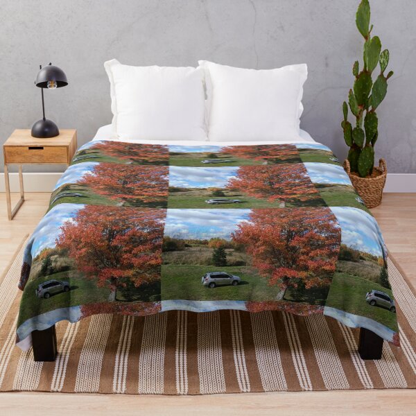 Item preview, Country fall red maple tree, car and blue sky designed and sold by naturematters.