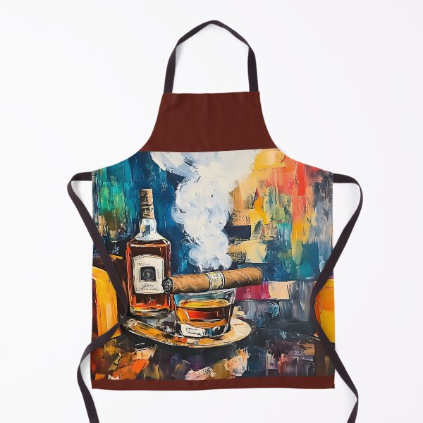 Item preview, Cigar Lounge with Vibrant Liquor Bottle and Smoking Cigar on a Tray Abstract AI Generated Digital Art designed and sold by OlfactoART Studio.
