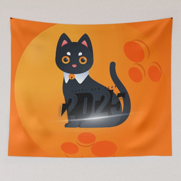 Item preview, 2025: Happy New Year with a Festive Cat designed and sold by taherismail.