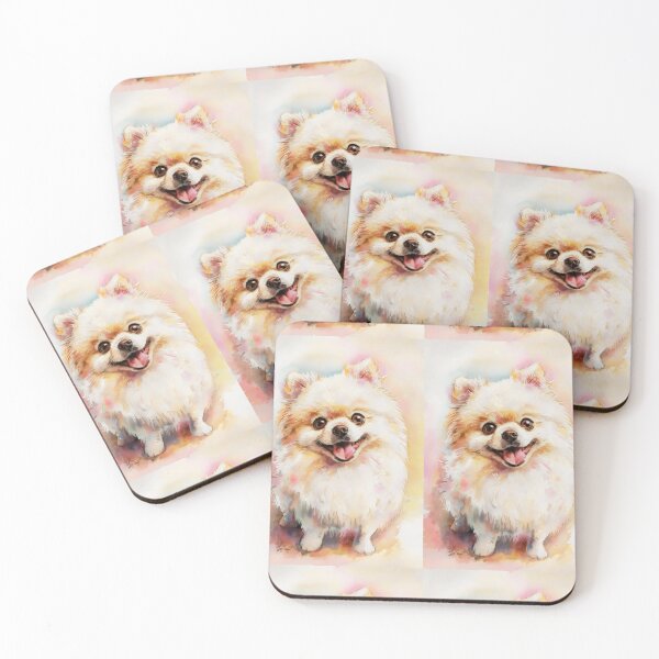 Artikelvorschau, Pomeranian, ein wunderschönes Aquarell eines Pomeranian-Hundes entworfen und verkauft von Pastel-Pulse.