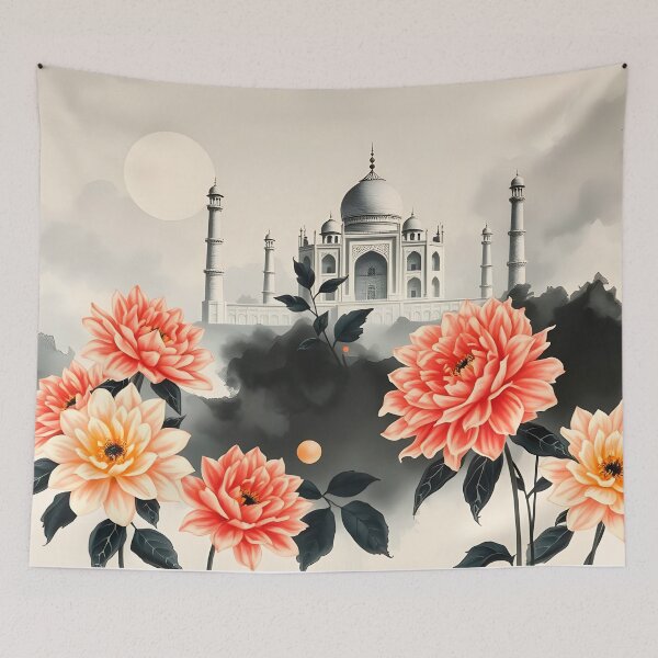 Item preview, Moonlit Taj Mahal and Flowers designed and sold by artedamensagem.
