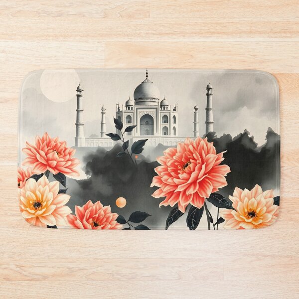 Item preview, Moonlit Taj Mahal and Flowers designed and sold by artedamensagem.