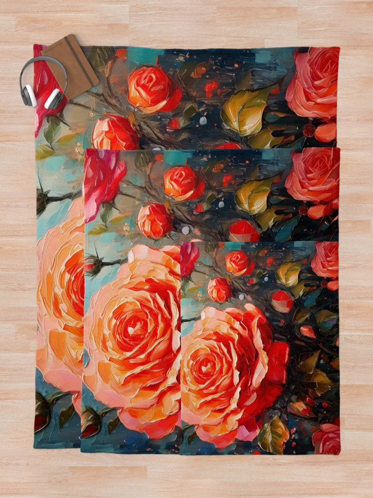 Thumbnail 5 of 6, Throw Blanket, Abstract Roses designed and sold by ArtFactoryAI.