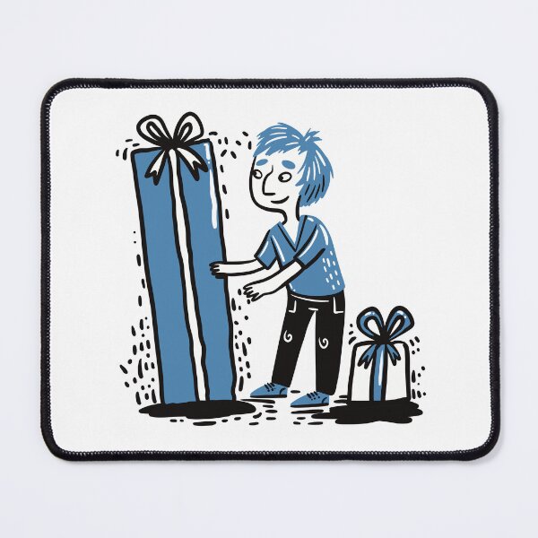 Item preview, Blue man with a big birthday present! designed and sold by jasmineberry.