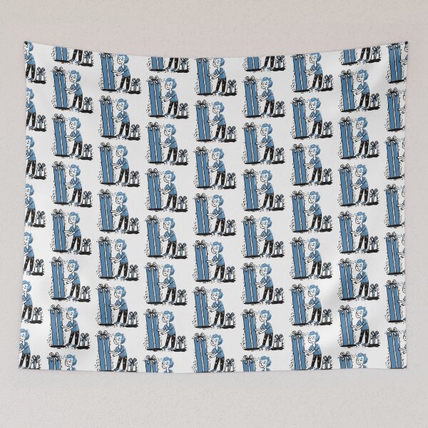 Item preview, Blue man with a big birthday present! designed and sold by jasmineberry.