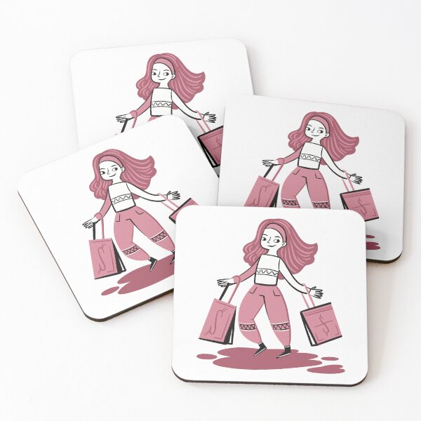 Item preview, Girl shopping with huge gift bags designed and sold by jasmineberry.