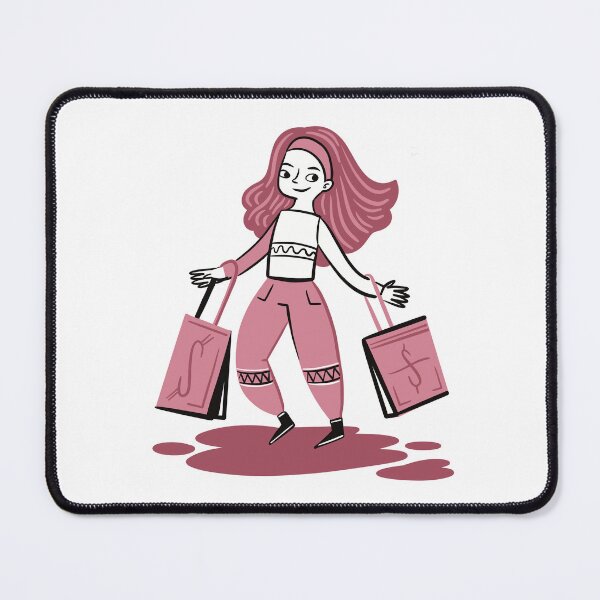 Item preview, Girl shopping with huge gift bags designed and sold by jasmineberry.