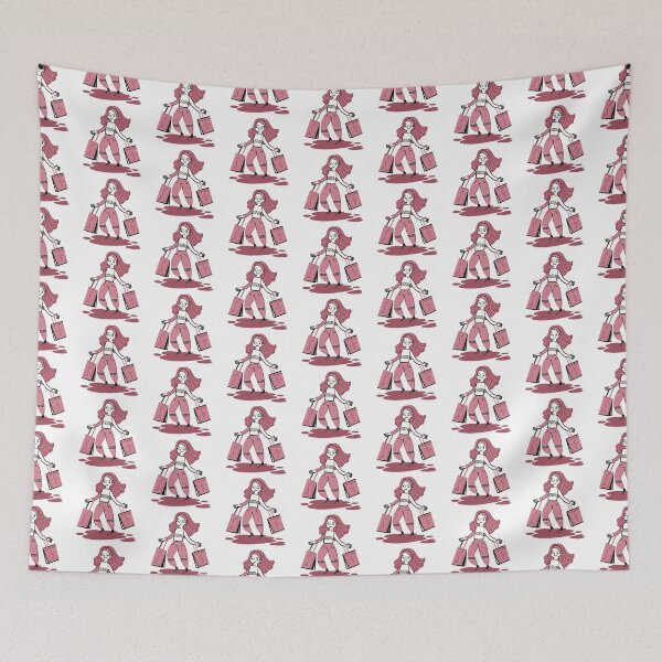 Item preview, Girl shopping with huge gift bags designed and sold by jasmineberry.