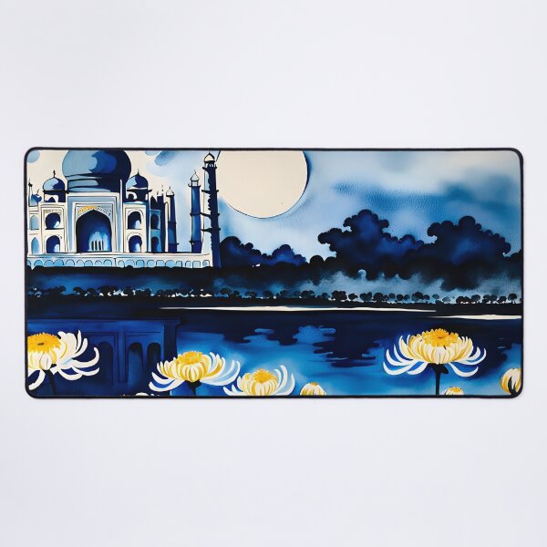 Item preview, Moonlit Blue Taj Mahal and Flowers designed and sold by artedamensagem.