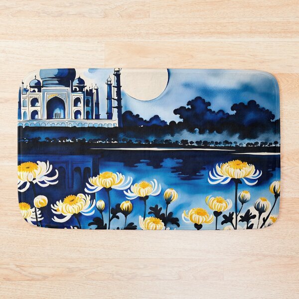 Item preview, Moonlit Blue Taj Mahal and Flowers designed and sold by artedamensagem.
