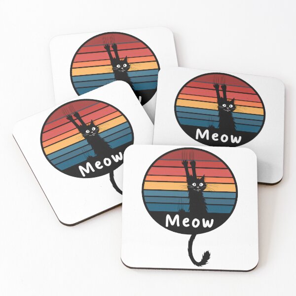 Item preview, Retro Scratching Cat – Vintage Sunset "Meow" Graphic designed and sold by Pastel-Pulse.