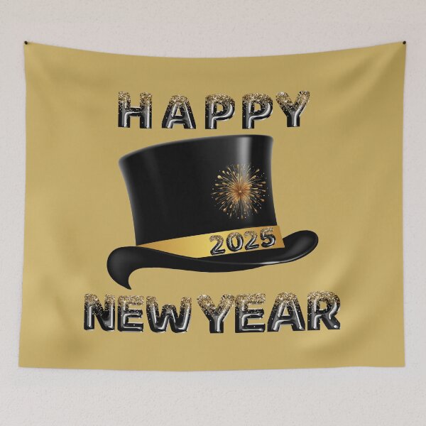 Item preview, Elegant 2025 Top Hat with Gold Fireworks & New Year Cheer designed and sold by bAIryBarn.