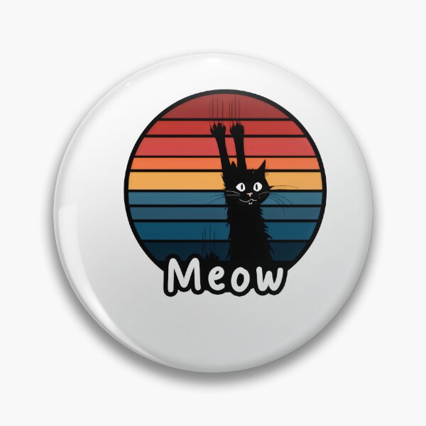 Item preview, Retro Sunset Cat Design – Scratching Cat "Meow" Graphic designed and sold by Cherry-Cat.