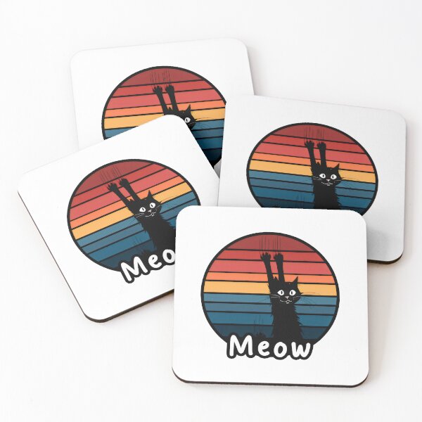 Item preview, Retro Sunset Cat Design – Scratching Cat "Meow" Graphic designed and sold by Cherry-Cat.