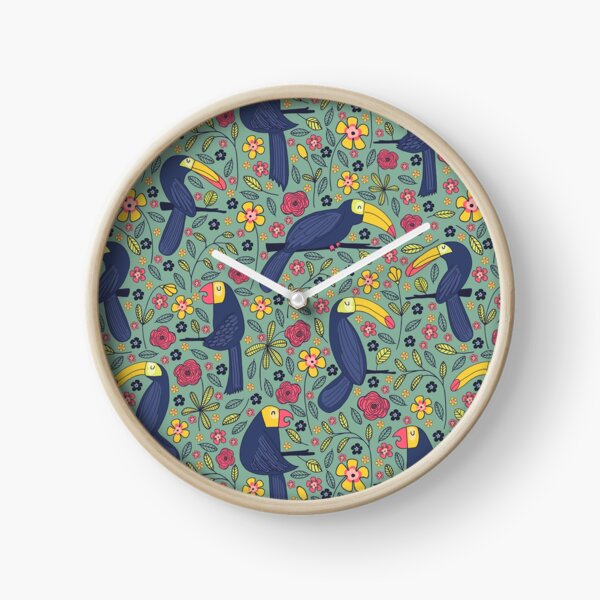 Motif 83 - Toucans et perroquets rêve tropical Horloge