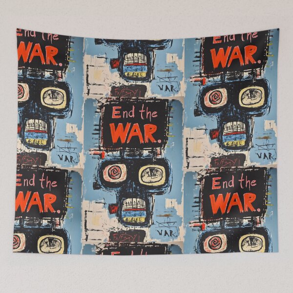 Item preview, End the WAR: Graffiti Neo Expressionism Powerful Chaotic Call to Action Abstract Digital AI Art designed and sold by OlfactoART Studio.