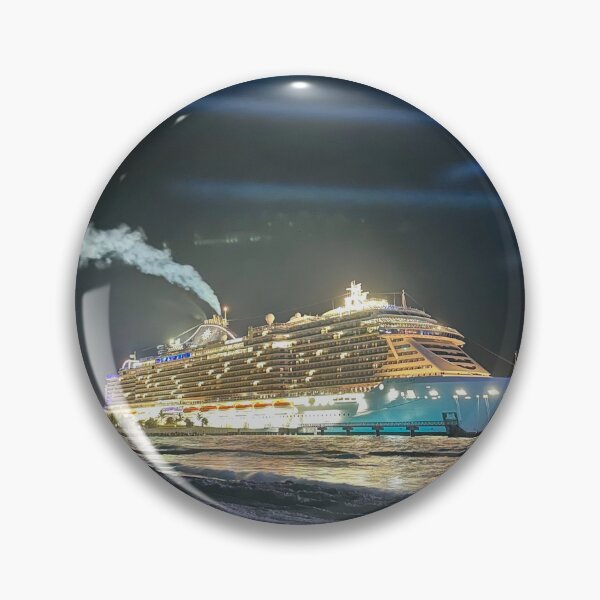 Item preview, Majestic Cruiseship lit up at Night on Moonlit Beach designed and sold by WanderingLife.