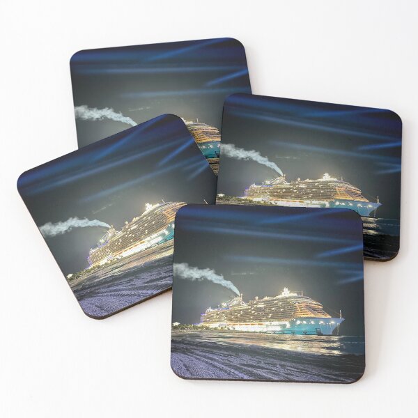 Item preview, Majestic Cruiseship lit up at Night on Moonlit Beach designed and sold by WanderingLife.