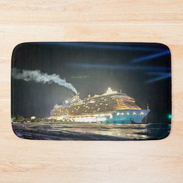 Item preview, Majestic Cruiseship lit up at Night on Moonlit Beach designed and sold by WanderingLife.