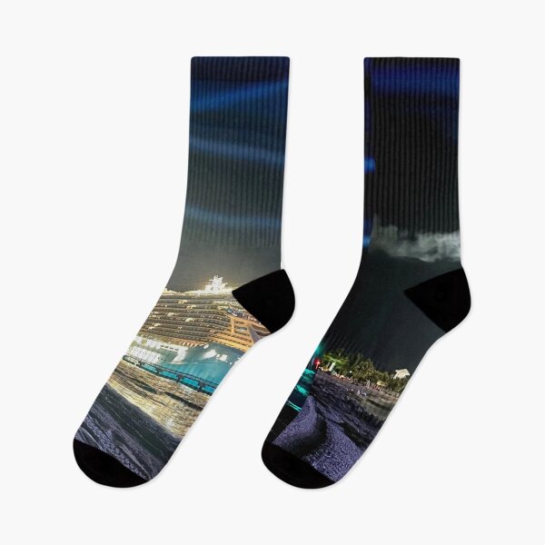 Item preview, Majestic Cruiseship lit up at Night on Moonlit Beach designed and sold by WanderingLife.