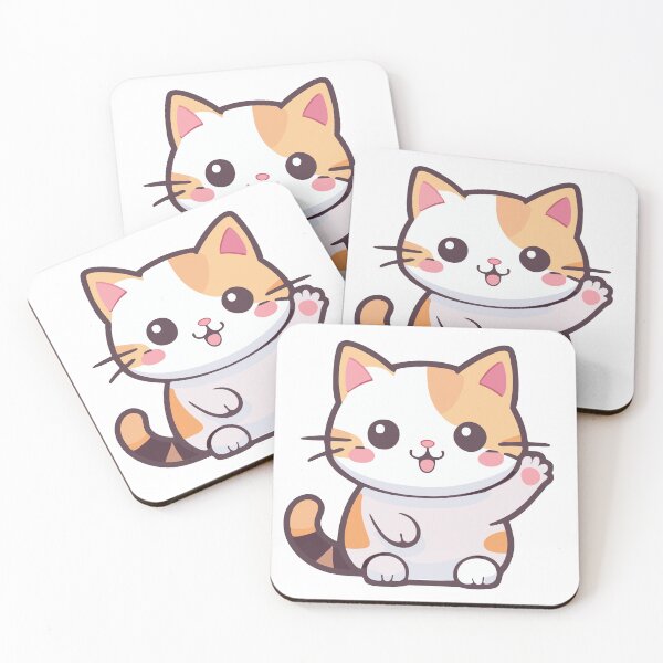 Item preview, Calico Cat Waving Kawaii designed and sold by Piwakawaka-CA.