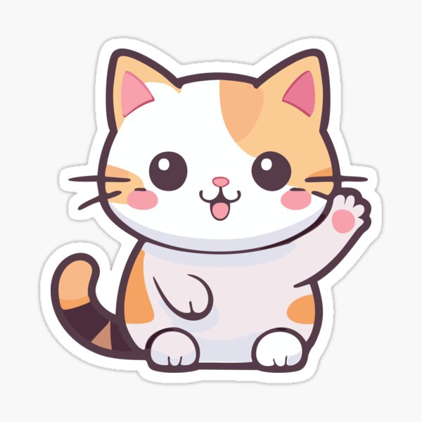Item preview, Calico Cat Waving Kawaii designed and sold by Piwakawaka-CA.